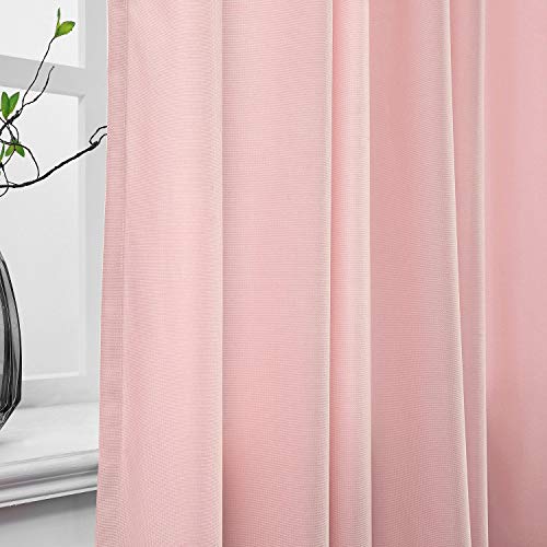 TWOPAGES Pink Room Divider Privacy Cubicle Curtain Anti-Bacterial Flame Retardant Curtain Mesh Top Flat Hook Curtain (1 Panel, 15'Wide x 7'Long)
