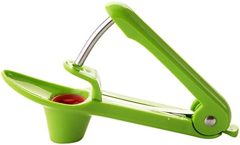 Space-Saving Lock Design and Lengthened Splatter Shield Dishwasher Safe Stainless steel cheery pitter and Olive pitter with Food-Grade Silicone Cup