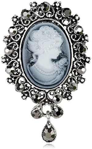 Amazon.com: Kokoma Dangling Crystal Lady Portrait Brooch Pin for