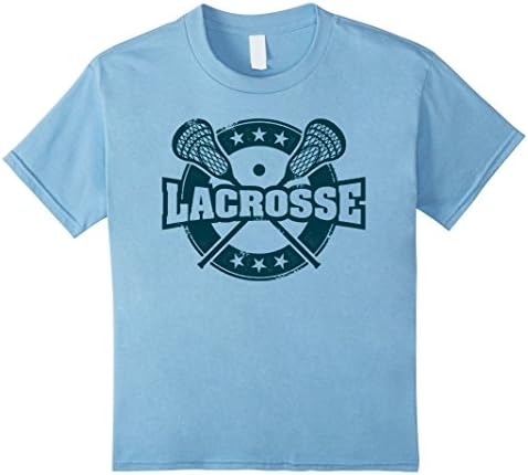 Kids Lacrosse LAX - Vintage, Retro, Distressed Lacrosse T-Shirt 12 Baby Blue