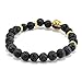 Cool Men's 8MM Black Lava Stone Gold Lion Beaded Charm Bracelet Gift Cheapest