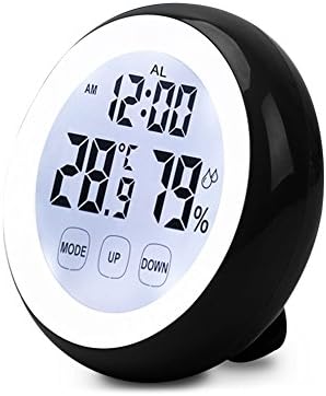 CactusAngui Temperature Humidity Meter Digital Thermometer Moisture Hygrometer Alarm Clock Black