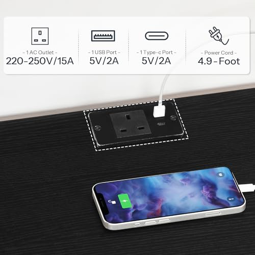 HOOBRO 3 Tier TV Table with LED Lights for 32-65 inch TV, 140cm Black TV Units with Power Outlet, Gaming TV Entertainment Center with Open Shelves for Living Room,Bedroom EBB20KDDS01