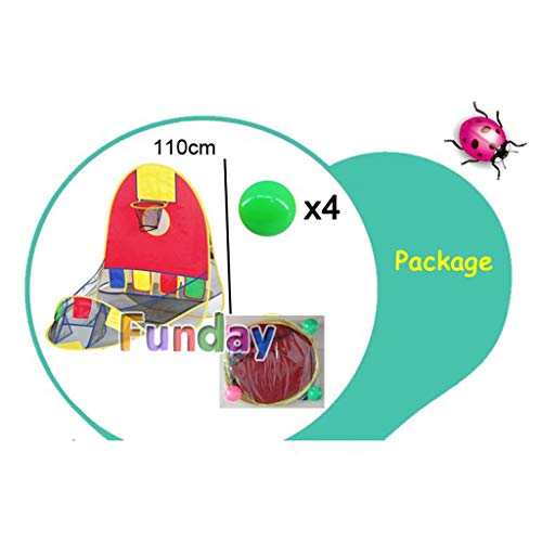 Kasien Kids Portable Ball Shooting Tent, Outdoor Indoor Shooting Tent Folding Play House Basketball Hoop Shooting Tent with 4 Balls Best Gifts