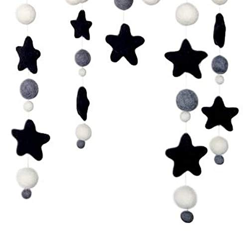 Tik Tak Design Co. Baby Crib Mobile - 100% NZ Wool Colored Felt Ball Mobile for Your Boy or Girl Babies Bed Room - Designer Colors to Match Your Nursery and Delight Your Child (Monochrome)