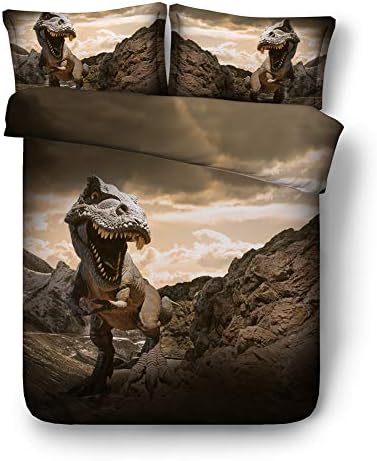 Royal Linen Kids Teens Gift Full Queen King Size Duvet Cover Bedding Sets 3pcs Bedclothes T-rex Raptors Quilt Covers (JF560, King 3pcs)