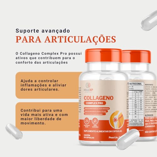 Colágeno Tipo 2 LONGA DURAÇÃO 60 Cápsulas | Magnésio, Cálcio, Zinco, Curcumina e MSM | Multivitamínico | COLLAGENO COMPLEX PRO