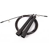Speed Cable Jump Rope by WOD Wear, Ultra Fast Fully Adjustable - Great for Double Unders, Boxing, Traveling Workouts, MMA, Exercise and Fitness, 100% (Black)