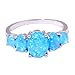 CiNily Blue Fire Opal Silver Plated Women Jewelry Gemstone Ring Size 6