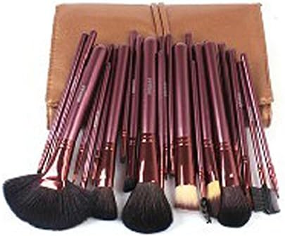 Megaga Makeup Brushes-Studio Quality Natural Cosmetic Brush Set with Leather Pouch, 24 Count (Brown Pouch)