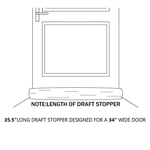 Wotefusi Door Window Draft Stopper Under Door Draft Blocker Natural Buckwheat Hull Filled with Detachable Cover 35.5" Energy Saver Guard Noise Light Odor Dust - Thumbnail 4