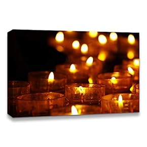 Canvas Wall Art Christmas Candles for Celebration Painting Artwork for Home Prints Framed - 12x18 inches