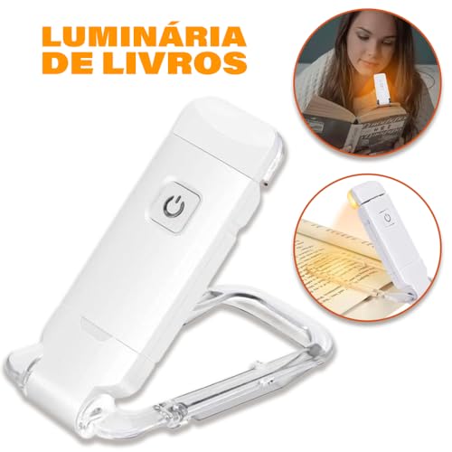 Luz de Leitura Para Livro Luminária de Livros - LED Quente Neutra Fria - Nível de Iluminação Ajustável - Ideal para Estudar ou Ler a Noite - Recarregável USB