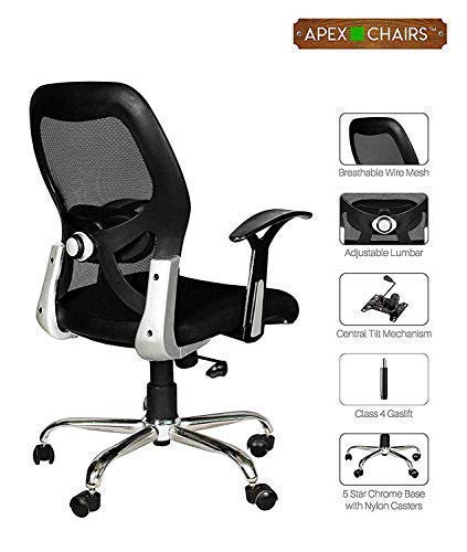 SAVYA HOME APEX Plastic Apollo Medium Chair (Black, Standard Size)