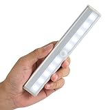 Barra de Luz LED con Sensor de Movimiento, Coolife luz con sensor Inalámbrica con Banda Magnética Funciona con Pilas para Armario Gabinete Aparador Baño [Clase de eficiencia energética A+]