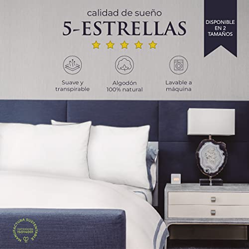 Landmark Collection - Almohadas de Lujo 100% Algodón - Paquete de 2 - Tamaño Standard Matrimonial - Almohadas Hoteleras - Firmeza Suave y Envolvente - Cama Matrimonial Individual