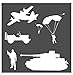 Auto Vynamics - STENCIL-WARSET01-10 - Detailed Soldiers/Vehicles at War Stencil Set - Featuring Tanks, Bombers, Military Troops, & More! - 10-by-10-inch Sheet - (2) Piece Kit - Pair of Sheets
