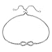 Hoops & Loops Sterling Silver Cubic Zirconia Infinity Adjustable Pullstring Bracelet