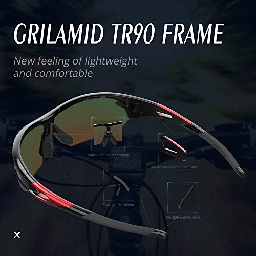 3 TOREGE+Polarized+Sunglasses+Interchangeable+Baseball