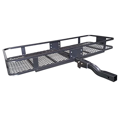 MeeFar Folding Hitch Mount Cargo Carrier Basket 60" X 20" X 6"+Waterproof Cargo Bag 16 Cubic