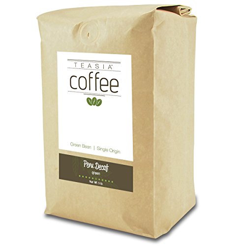 Teasia Coffee, Peru Decaf, Single Origin, Green Unroasted Whole Coffee Beans, 5-Pound Bag