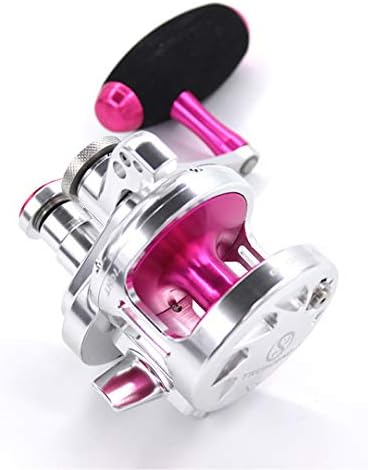 KEHAINIU Aluminium Alloy Full Metal Slow Jigging Reel Saltwater Boat Reel 6.2:1 Sea Fishing Wheel 9+2BB Trolling Reel TOP Pink 9 Right