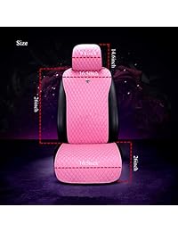 Juego completo de fundas de asiento de piel para coche, diseño de lluvia, color rojo, con elegantes cojines deportivos universales para coche camión furgoneta furgoneta, 11 piezas, A rosado