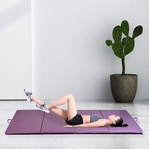 ZENOVA Gymnastics Mats for Tumbling 4'x6' Folding Exercise Mat 4 Panel Lightweight Gym Floor Mats for Workout and Exercise
