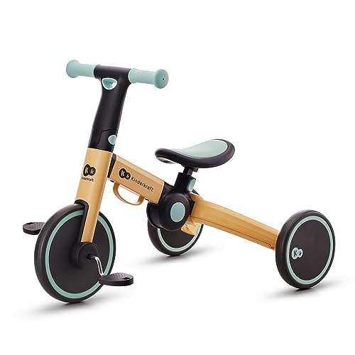 Kinderkraft 4TRIKE Tricycle 3en1, Tricycle Pliable, Vélo sans Pédales, Vélo Bébé, Mini Draisienne, Trotteur, Selle réglable, Trois Roues, De 12 Mois à Environ 5 Ans, 25kg, Bleu