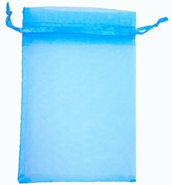 ATCG 8x12" 20x30cm Large Drawstring Organza Pouch Strong Wedding Favor Gift Candy Bags (Pack of 100pcs) (Light Blue)