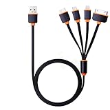 Multi USB Charger Adapter, Gempion 3ft 4 in 1 Charging Cable Lightning And Micro USB for iPhone 6s, 6 Plus, 5s iPad iPod Samsung Galaxy HTC Power Bank and External Battery Portable Charger and More