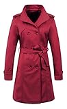 ZSHOW Women's Outwear Double Breasted Lady's Trench Coat Lapel Jackets With Belts(US S)Wine Red