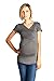 LaClef Women's Crossover V Neck Short Sleeve Nursing Breastfeeding Tops (Medium, Charcoal)