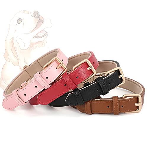 LEACOOLKEY Hundehalsband aus Leder für kleine mittelgroße Hunde Verstellbares, weiches, atmungsaktives, gepolstertes Welpenhalsband mit Aluminiumschnalle wasserdichtes Hundehalsband