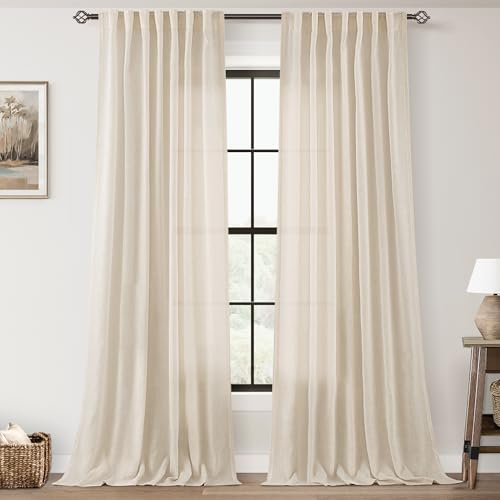 Apricot Linen Curtain Length 2 Panels Set