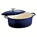 Tramontina Bestow Enameled Cast Iron Oval Dutch Oven Pot with Lid, Large 7-quart, Blue