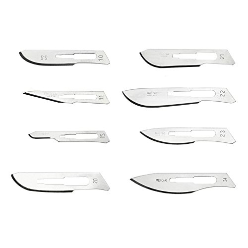 20 Stainless Steel Scalpel Razor Blades with Handle - Choose 8 Blade Shapes & Styles - Thumbnail 3
