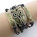 Antique Bangle Bracelet Set 3 Pcs,Haluoo Vintage Handmade Antique Brown Owl Charm Leather Woven Bracelet Inspirational Carving Dream Bracelet Engraved Love Bracelet for Couples Women Men (Multicolor)thumb 2