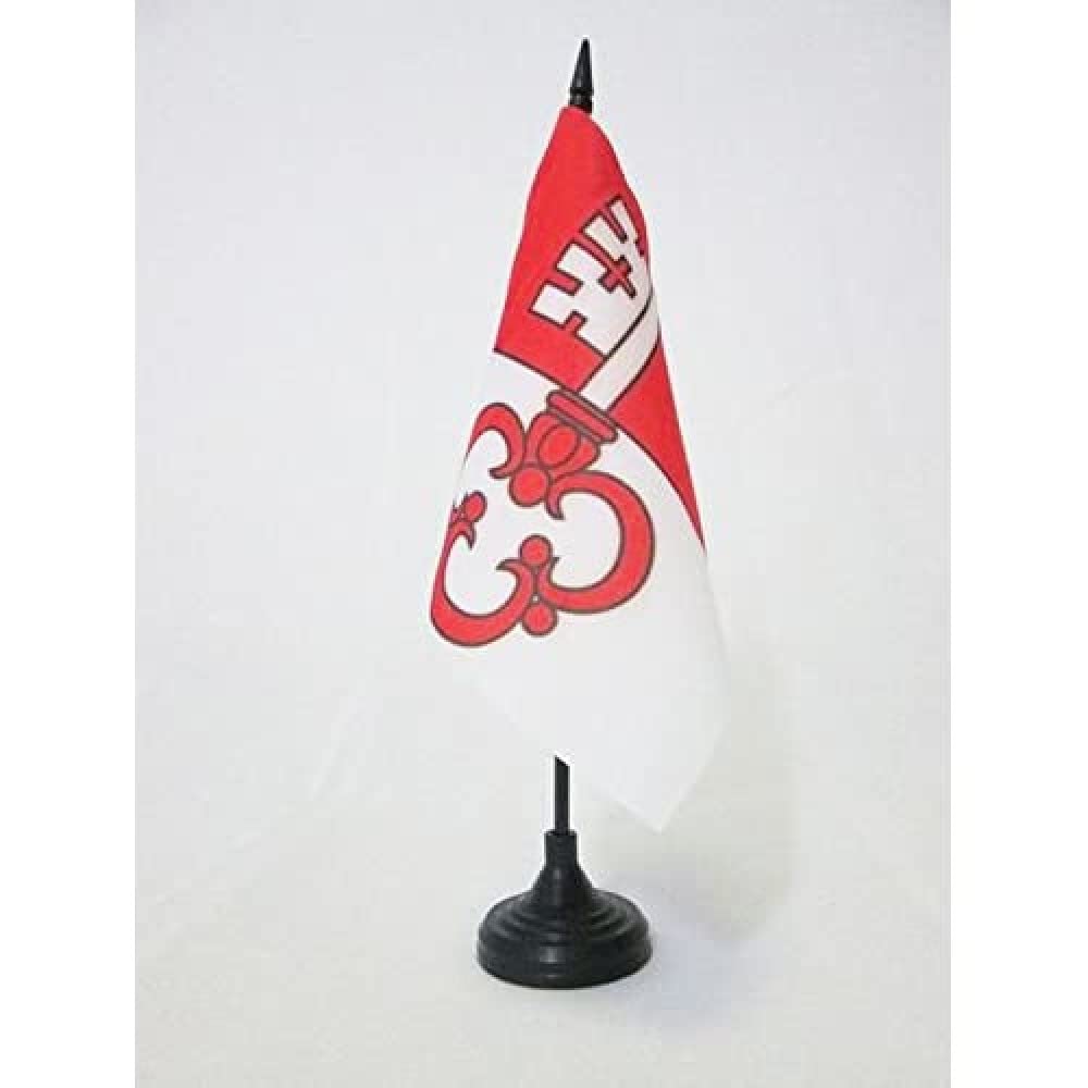 AZ FLAG Canton of Obwalden Table Flag 5'' x 5'' - Obwalden - OW Office Decoration 100% Polyester 15 x 15 cm - Mini Desk Flag with Pole and Black Plastic Base