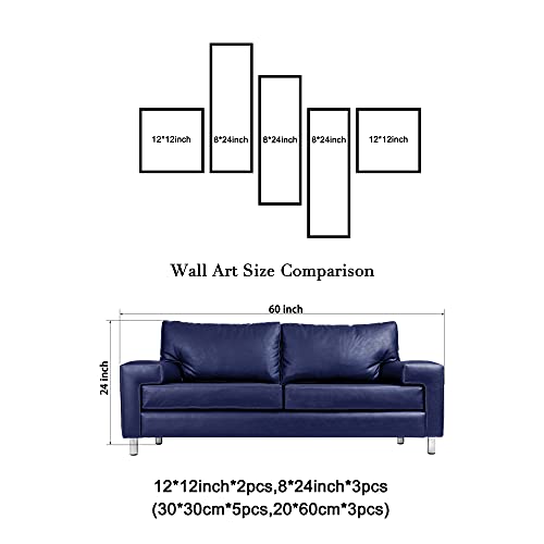 Wieco Art White Lines 100 Handpainted Stretched Canvas Wall Art for Living Room Decoration