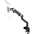 Humanscale M8 Adjustable Articulating Computer Monitor Arm - Two Piece Clamp On Mount with Base - Black with Black Trim