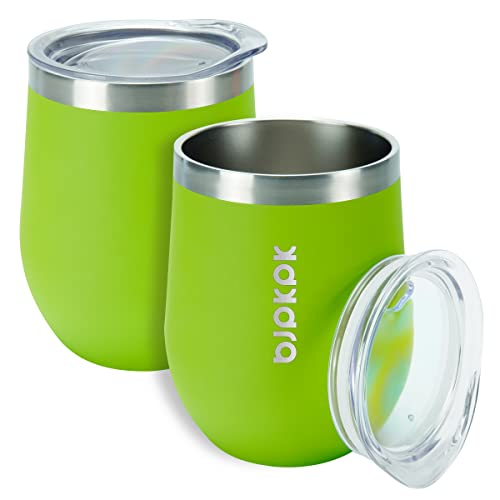 BJPKPK 2 PCS 12oz Insulated Wine Tumblers, Stainless Steel Cups with Lid at Amazon