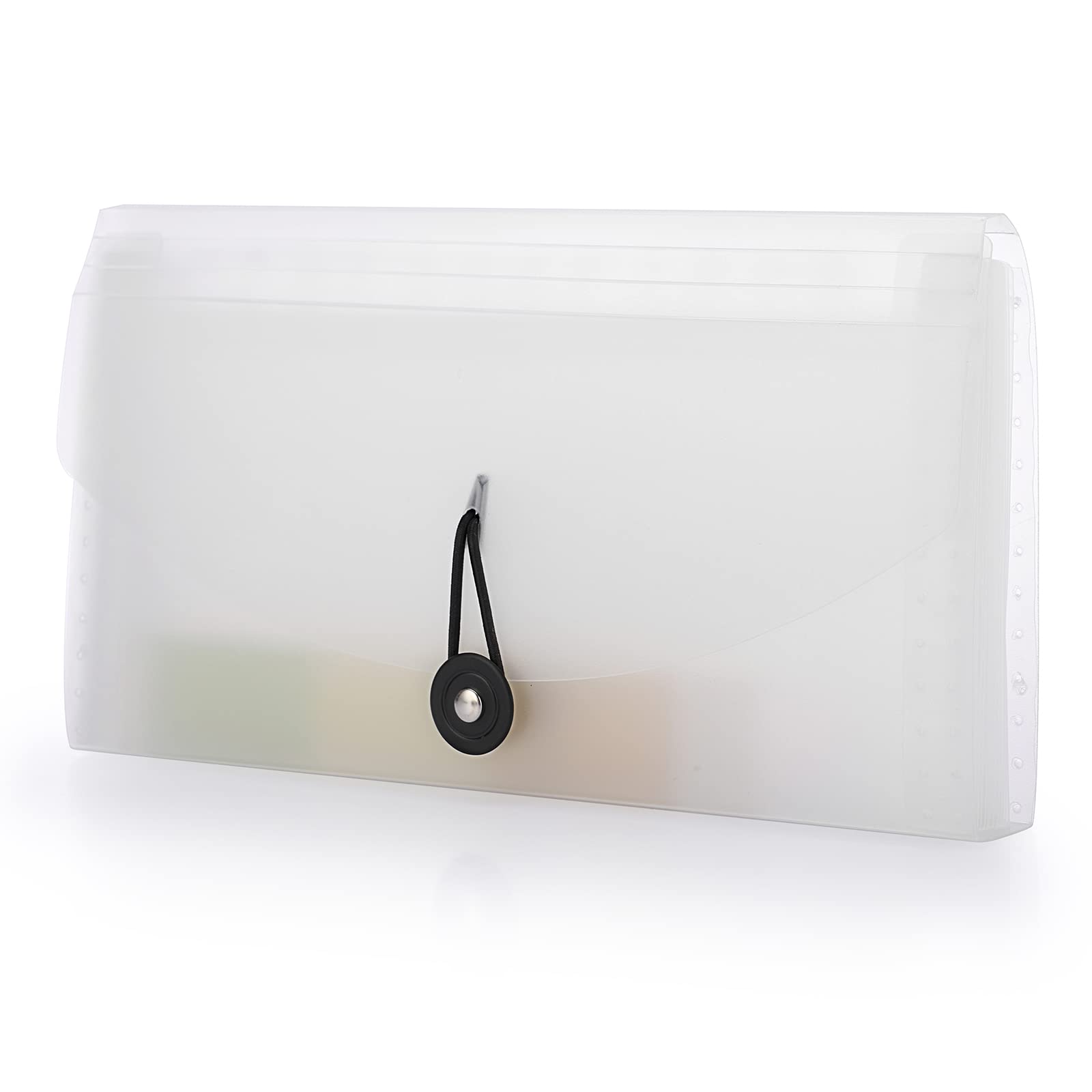 IGNPION 13 Pockets Accordion File Folder Office,Home or School Receipt Organiser File Pockets Folder Mini Expanding File Bills Document Wallet for Coupons/Vouchers/Papers - Size (White)