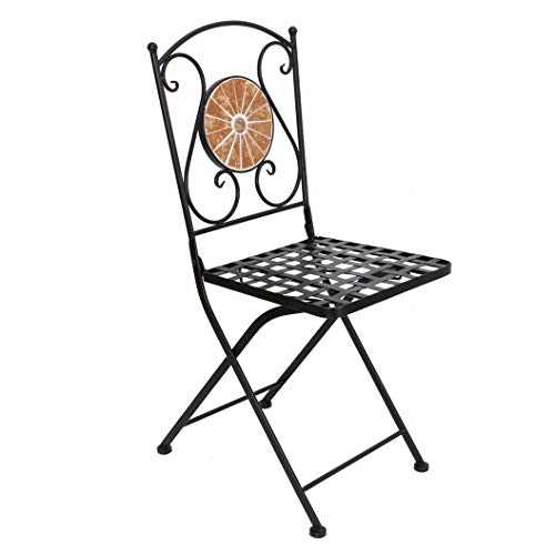 Dekoleidenschaft Klappstuhl Mosaik, Gartenstuhl/Balkonstuhl aus Metall, schwarz – Bild 3