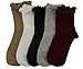 Youth Women Ankle Ruffle Slouch Socks With Frilly, Cute Vintage Lettuce Edge Crew Sock For Uniform/Dress/boot (Dark blue,Pink,Orange,Red,Skin)