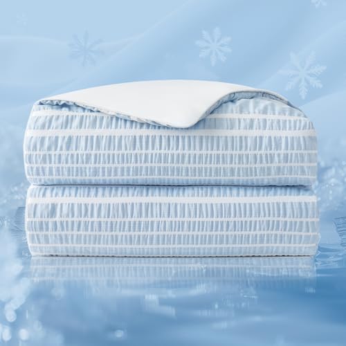 Cozy Bliss Seersucker Cooling Comforter Queen