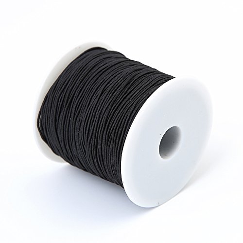 Bingcute 1.0MM Black Elastic Cord, 100 Yard (Black)
