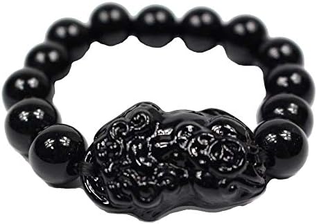 YLFW Wealth Porsperity Black 10mm Bead Bracelet with Pi Xiu/Pi Yao Attract Wealth and Good Luck