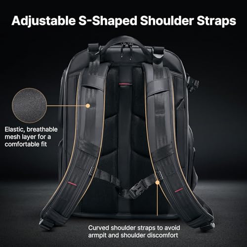 ULANZI BP10 35L Hardshell Camera Backpack, Professional Waterproof Photography Camera Case Anti Theft Travel for Photographers Unisex Drone DSLR Mirrorless Camera Lens Tripod Holder 17'' Laptop Black