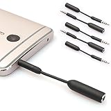 GOTD 5 Pack Gold Plated 3.5mm Headset Audio Jack Extender; Headphone Adapter for Battery Charger Case, Power Case, Juice Pack for Smartphones, Tablets, Credit Card Readers